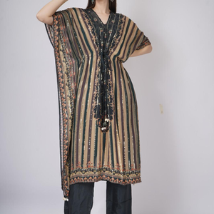 Blue Georgette Indo Western with Cutdana and Printed Embroidery 4
