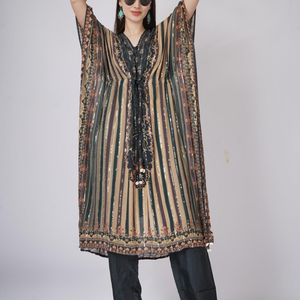 Blue Georgette Indo Western with Cutdana and Printed Embroidery 6