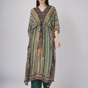 Green Georgette Indo Western with Cutdana and Printed Embroidery 1