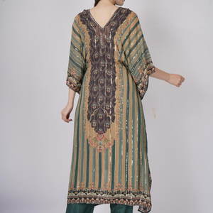 Green Georgette Indo Western with Cutdana and Printed Embroidery 2