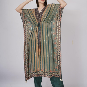 Green Georgette Indo Western with Cutdana and Printed Embroidery 7