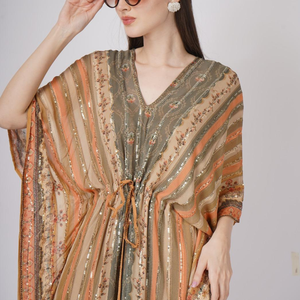 Peach Georgette Indo Western with Cutdana and Printed Embroidery 10