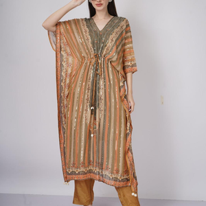 Peach Georgette Indo Western with Cutdana and Printed Embroidery 6
