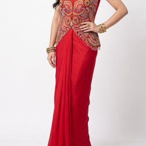 Rani Chinon Indo Western with Cutdana, Sequins, Pearl and Dabka Embroidery 2