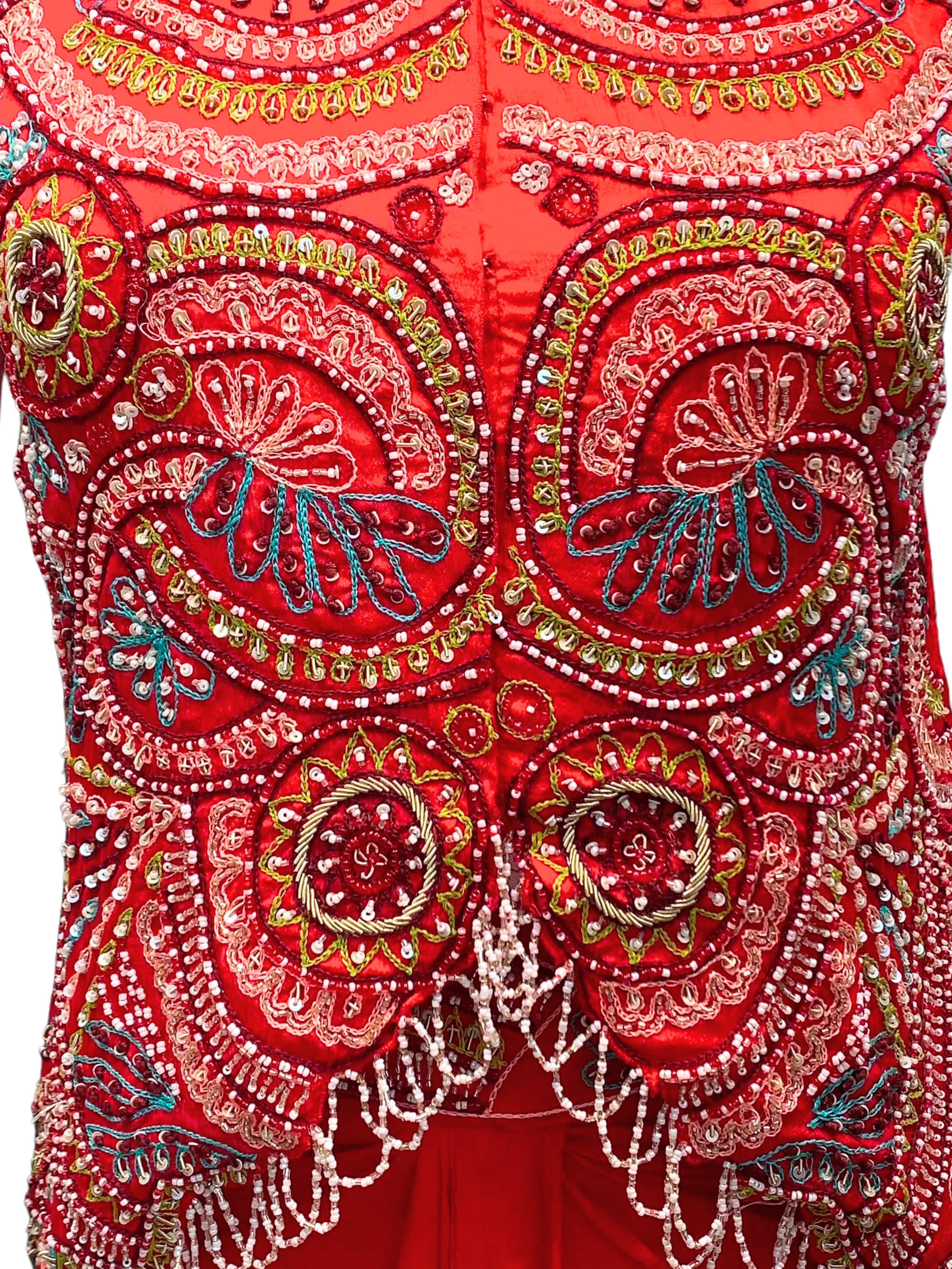 Rani Chinon Indo Western with Cutdana, Sequins, Pearl and Dabka Embroidery 5