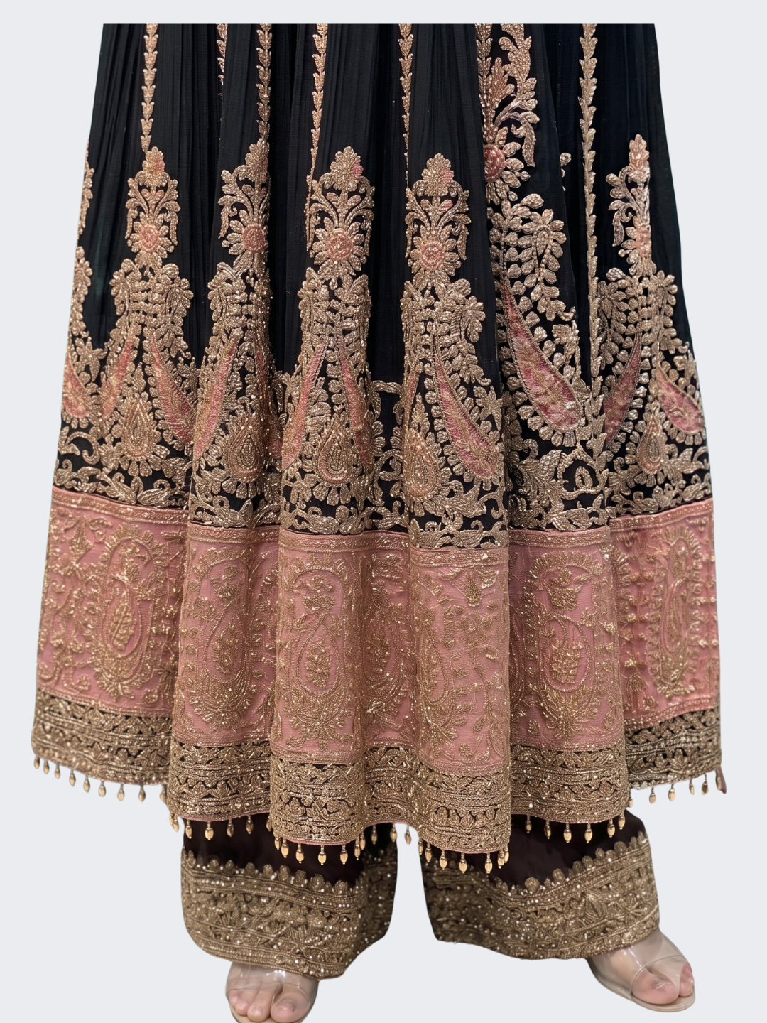 Black Chinon Indo Western with Cutdana Embroidery 5