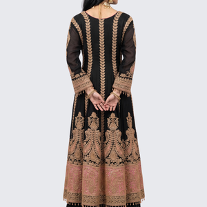 Black Chinon Indo Western with Cutdana Embroidery 6
