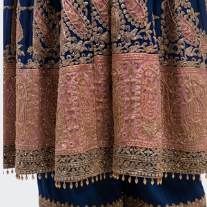 Blue Chinon Indo Western with Cutdana Embroidery 5