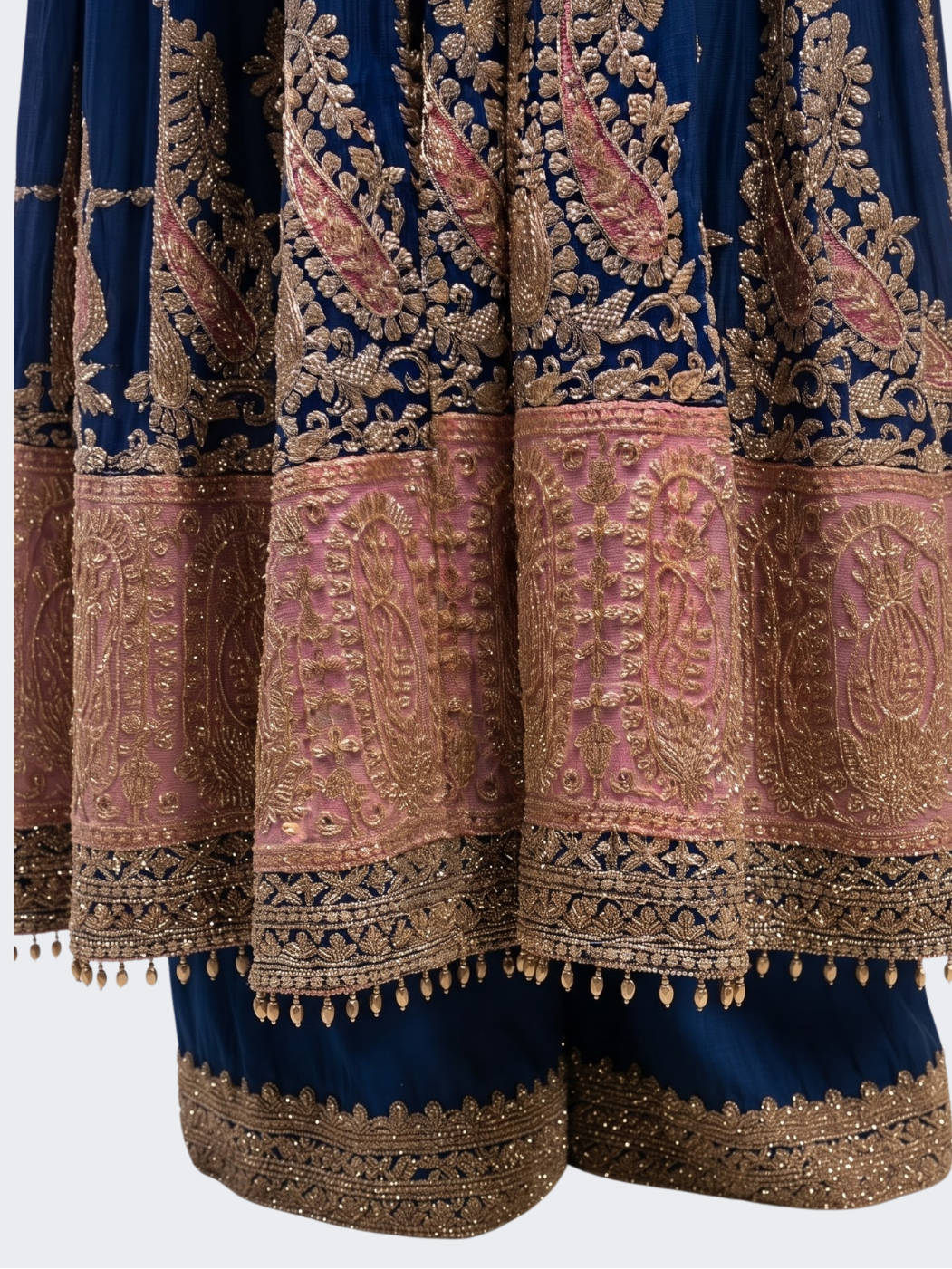 Blue Chinon Indo Western with Cutdana Embroidery 5