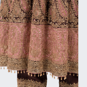 Maroon Chinon Indo Western with Cutdana Embroidery 5
