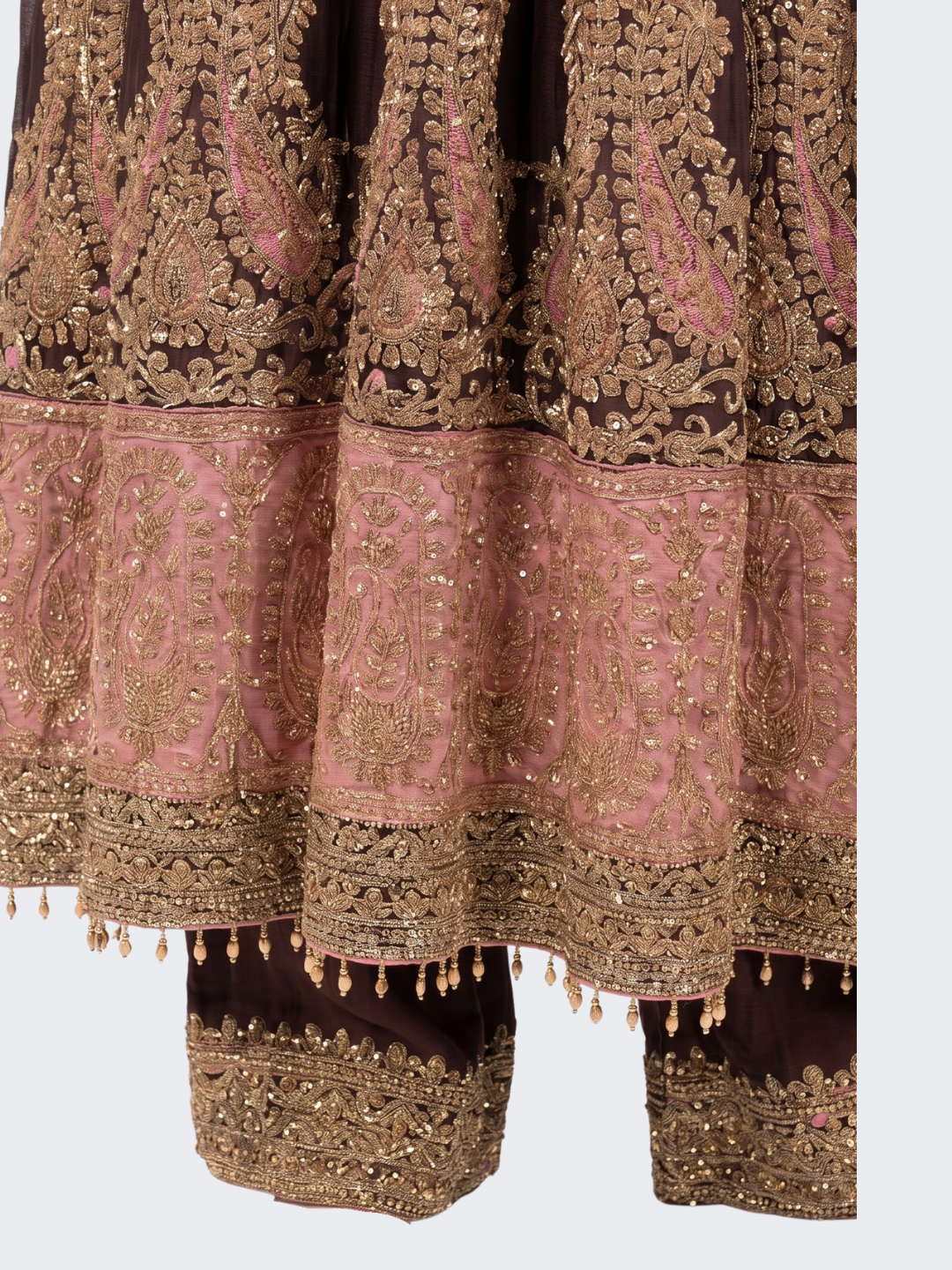 Maroon Chinon Indo Western with Cutdana Embroidery 5
