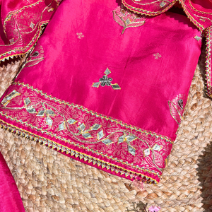 Light Pink Silk Unstitched Suit with Gota Embroidery 3
