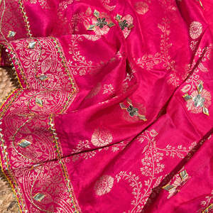 Light Pink Silk Unstitched Suit with Gota Embroidery 5