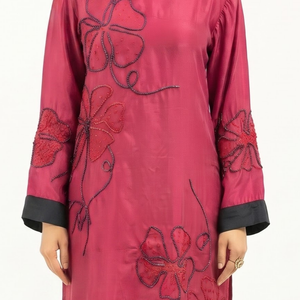 Magenta Crepe Suit with Cutdana Embroidery 2