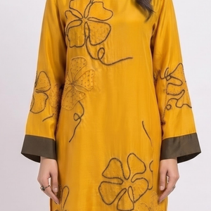 Mustard Crepe Suit with Cutdana Embroidery 2