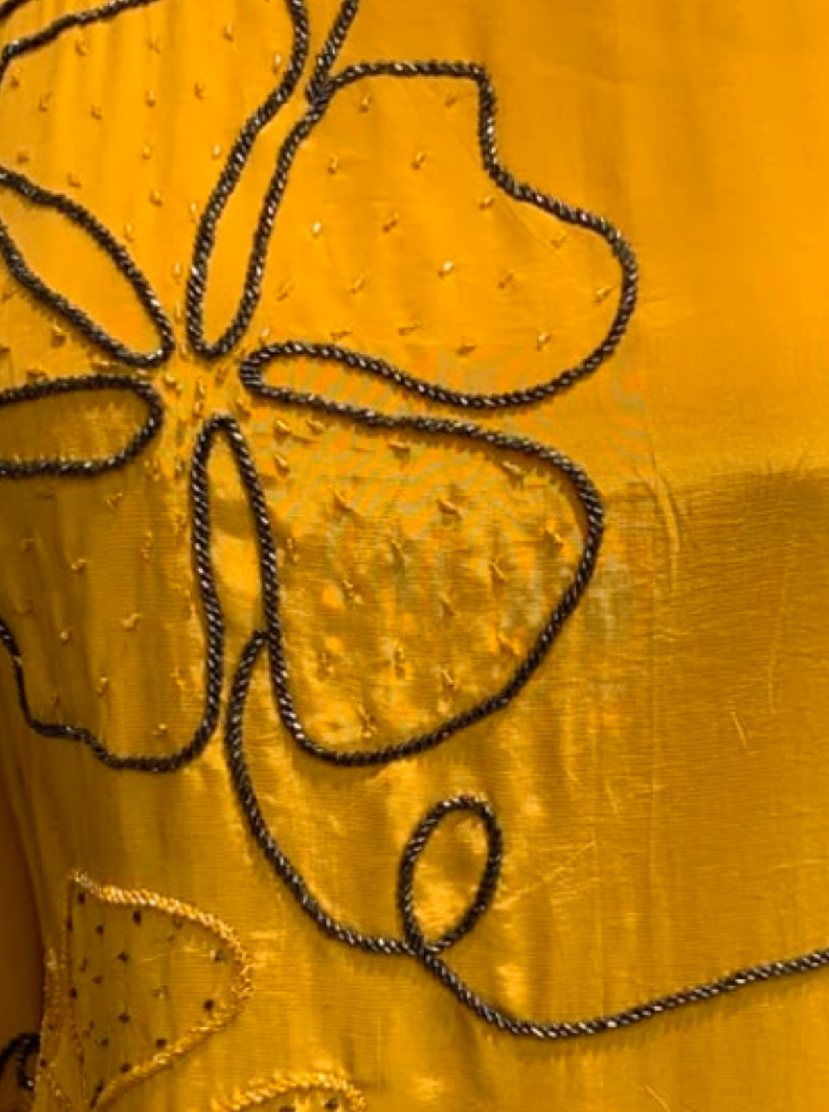 Mustard Crepe Suit with Cutdana Embroidery 3