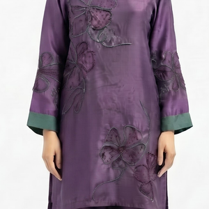 Purple Crepe Suit with Cutdana Embroidery 2