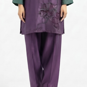 Purple Crepe Suit with Cutdana Embroidery 4