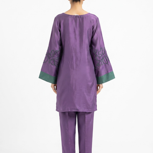 Purple Crepe Suit with Cutdana Embroidery 5