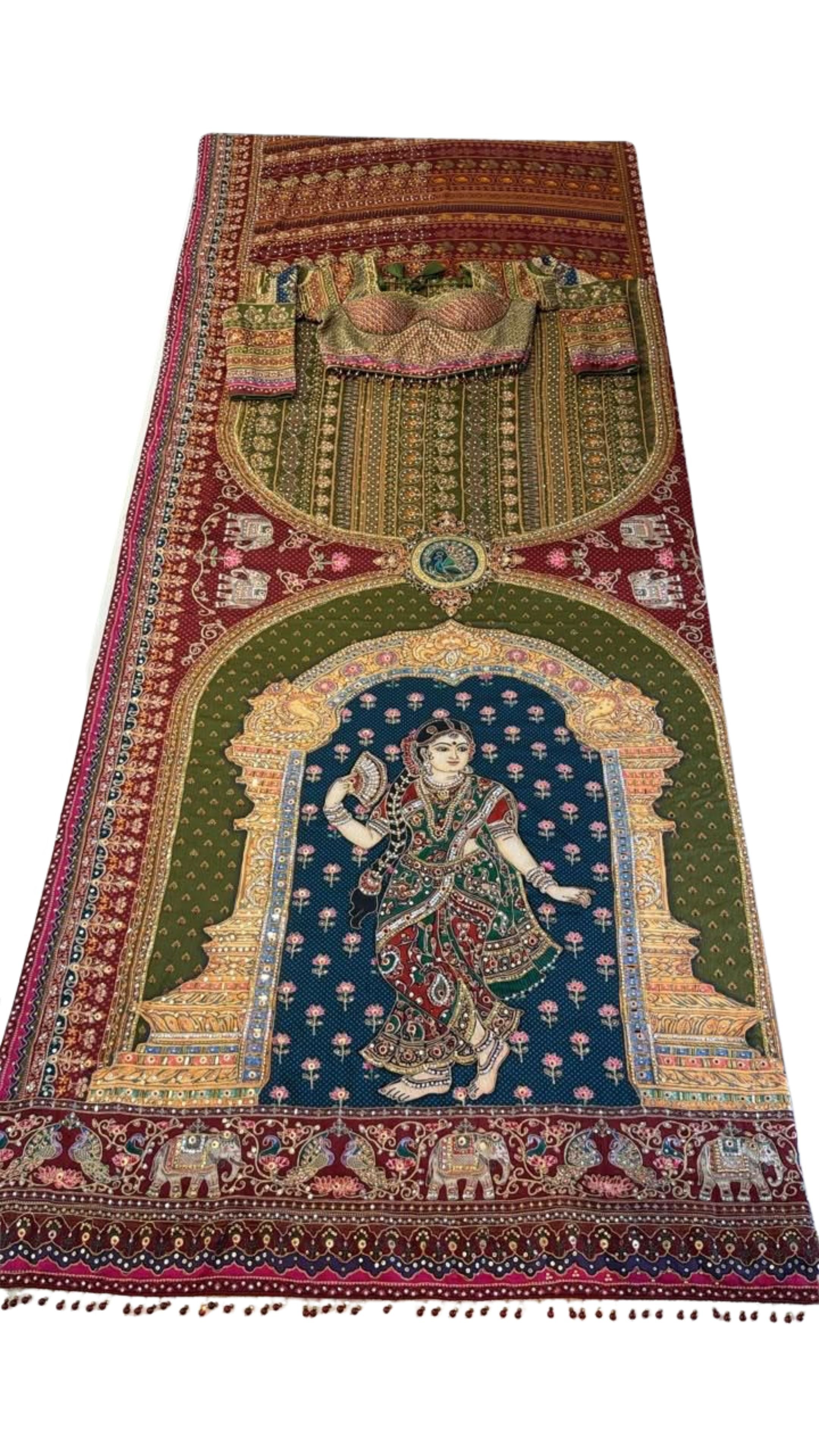 Maroon Crepe Saree Embellished with Stone, Chandala & Zari Work