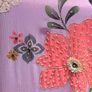 Lavender Chinon Indo Western with Cutdana, Sequins, Pearl and Printed Embroidery 4