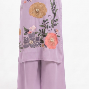 Lavender Chinon Indo Western with Cutdana, Sequins, Pearl and Printed Embroidery 5