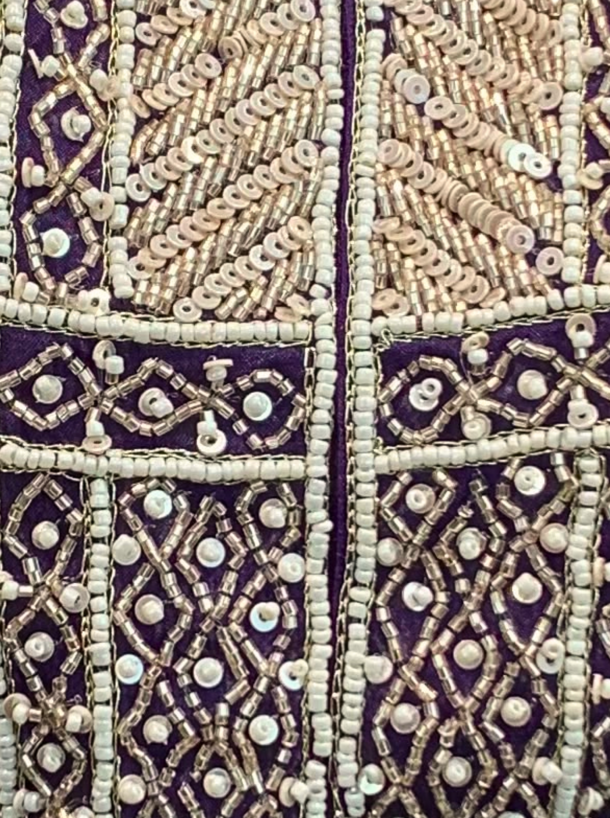 Purple Chinon Peplum Suit Set with Cutdana, Sequins and Pearl Embroidery 4