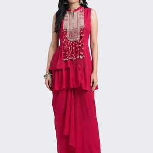 Rani Chinon Peplum Suit Set with Cutdana, Sequins and Pearl Embroidery 2