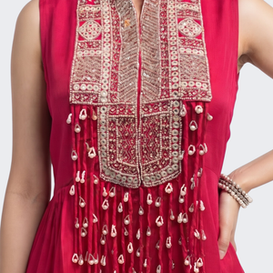 Rani Chinon Peplum Suit Set with Cutdana, Sequins and Pearl Embroidery 3