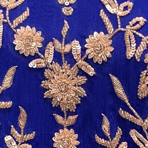 Blue Chinon Palazzo Suit Set with Cutdana and Sequins Embroidery 4