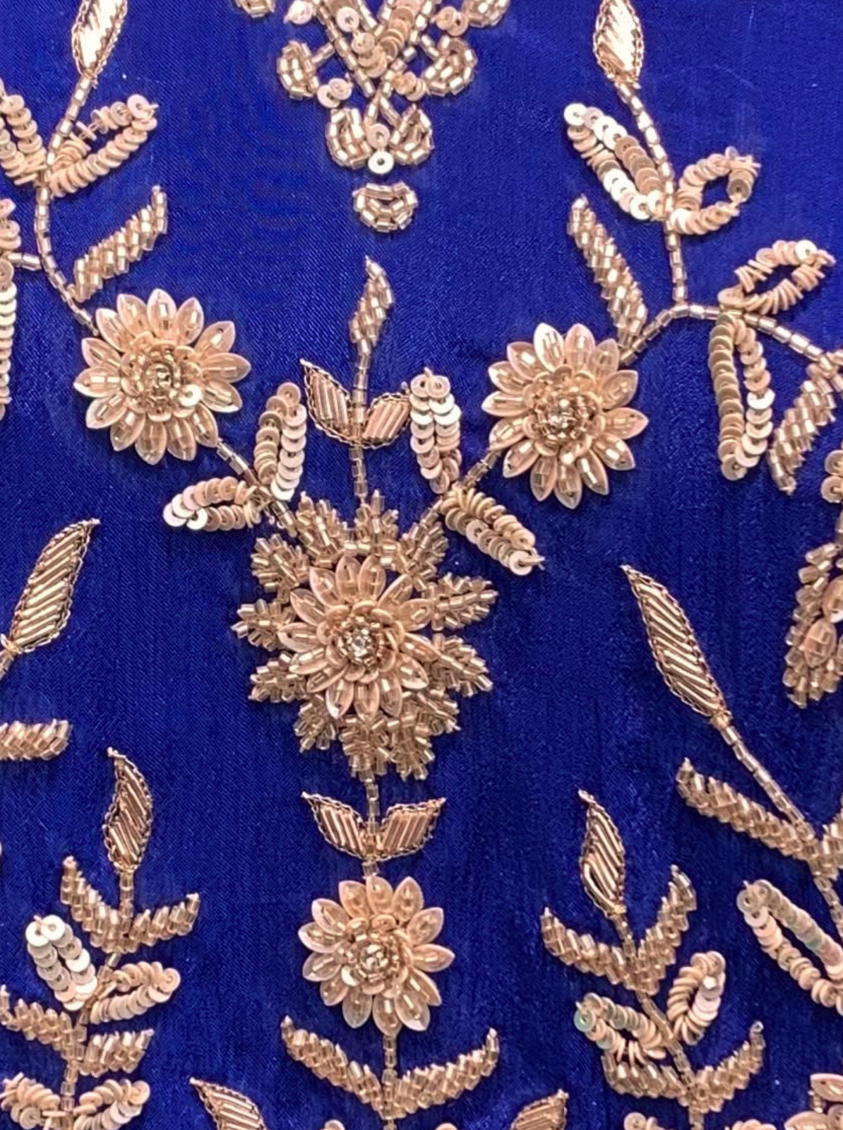 Blue Chinon Palazzo Suit Set with Cutdana and Sequins Embroidery 4