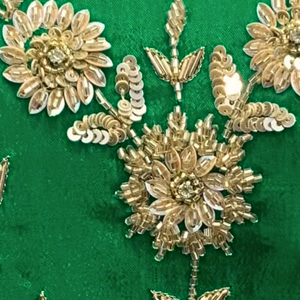 Green Chinon Palazzo Suit Set with Cutdana and Sequins Embroidery 4