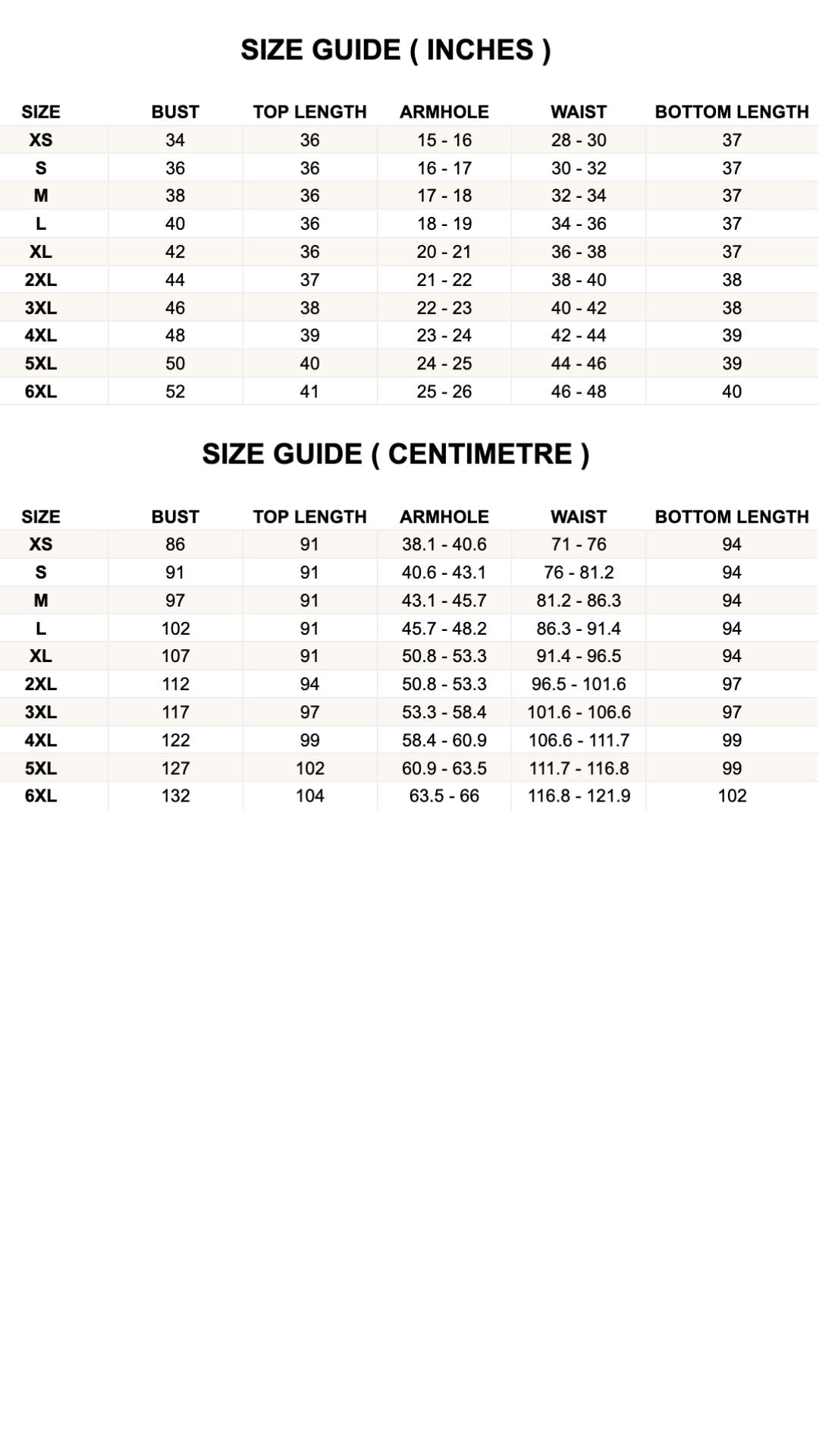 Size Chart
