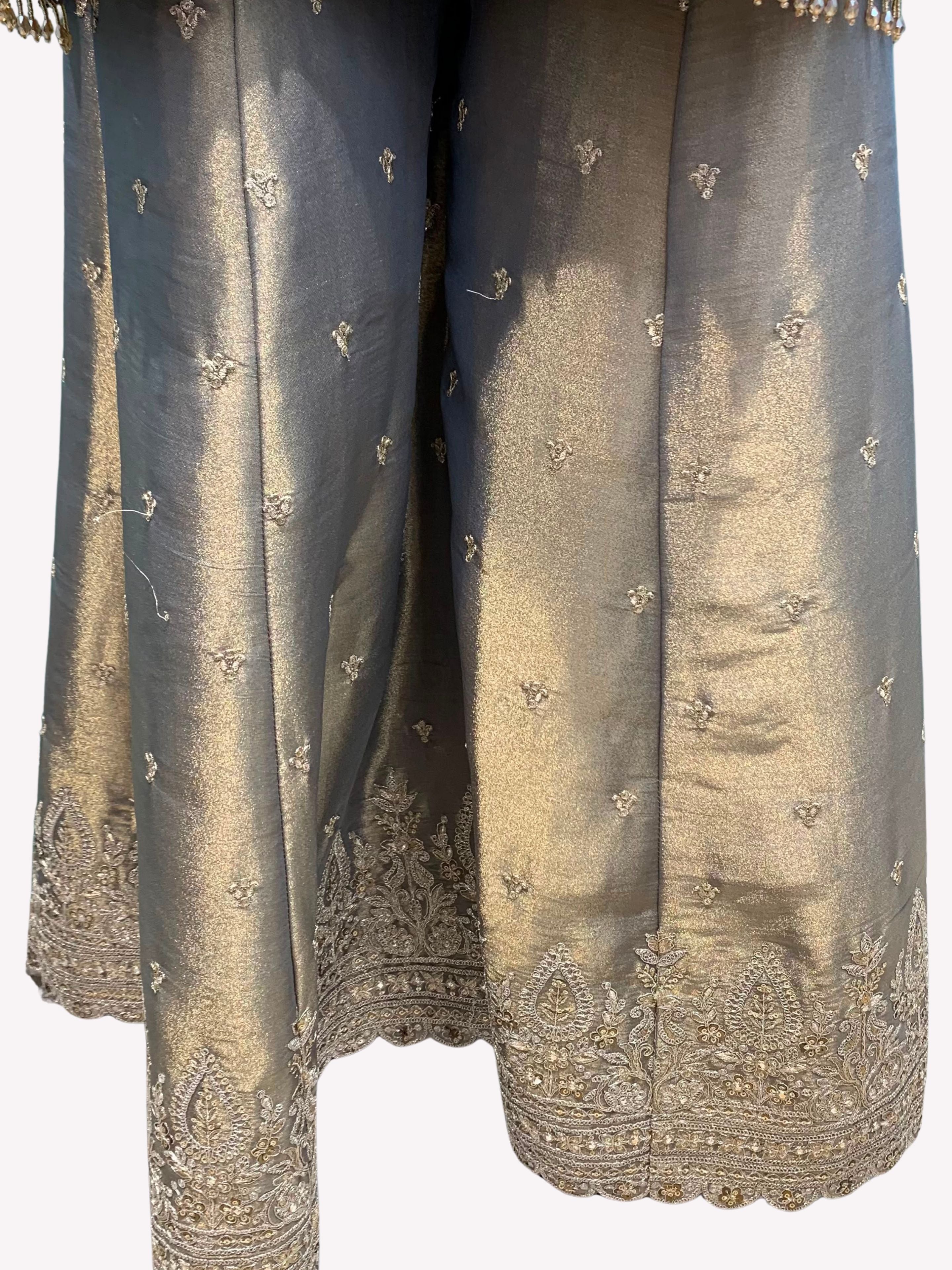 Mouse Crepe Indo Western with Cutdana, Sequins, Thread and Dabka Embroidery 3
