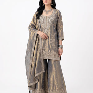 Mouse Crepe Indo Western with Cutdana, Sequins, Thread and Dabka Embroidery 4