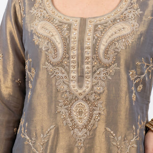 Mouse Crepe Indo Western with Cutdana, Sequins, Thread and Dabka Embroidery 5