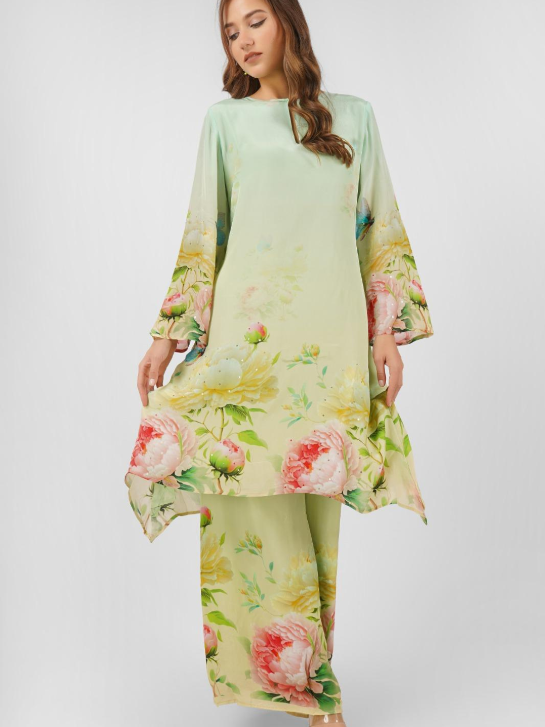Crepe Indo Western with Printed Embroidery 1