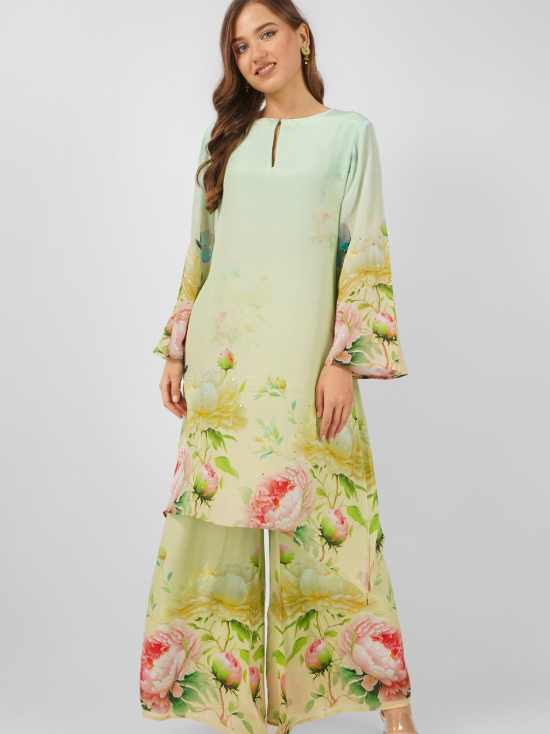 Crepe Indo Western with Printed Embroidery 3