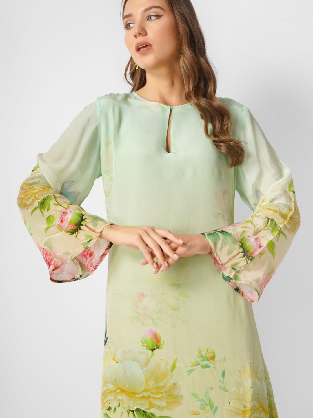 Crepe Indo Western with Printed Embroidery 7