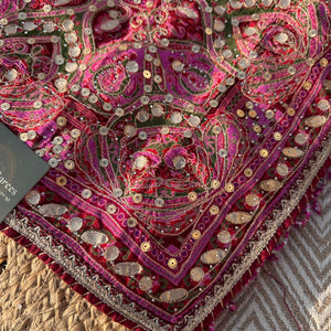 Mehroon Georgette Saree with Blouse with Sequins, Zari, Gota, Swarovski and Printed Embroidery 8
