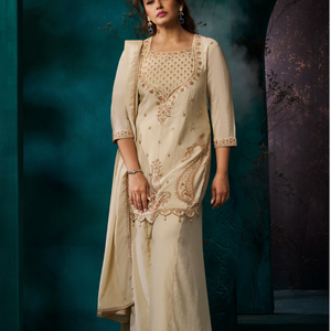 Chiku Chinon Suit Embellished With Cutdana & Sequins Work