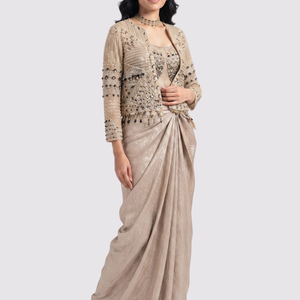 Fone Net Indo Western with Cutdana, Sequins and Pearl Embroidery 1