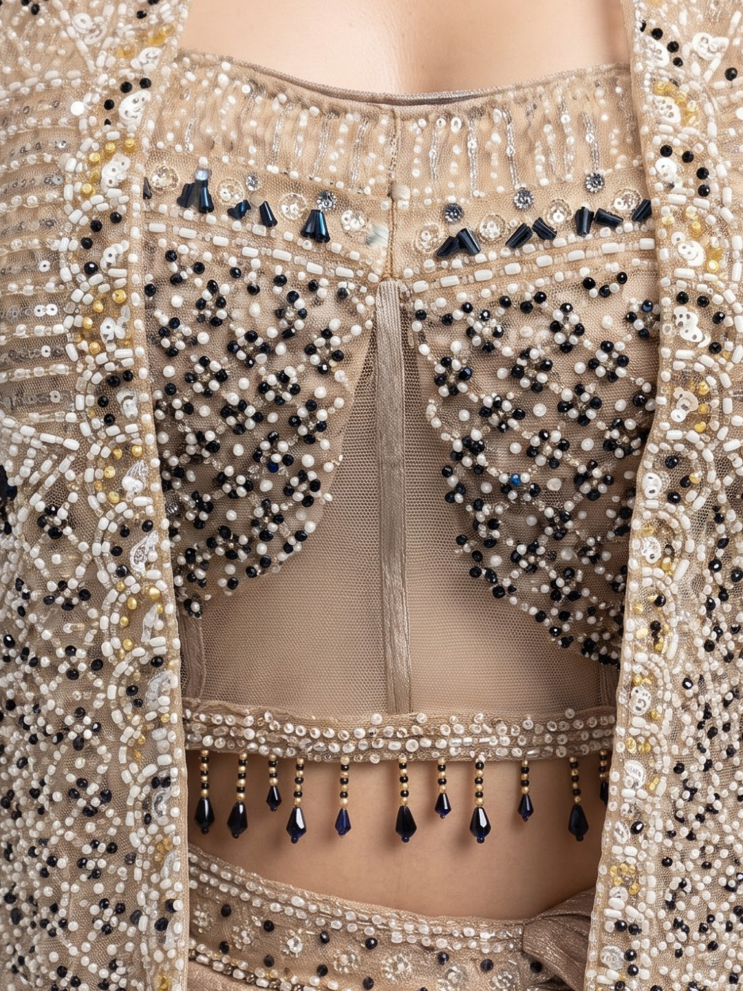 Fone Net Indo Western with Cutdana, Sequins and Pearl Embroidery 3
