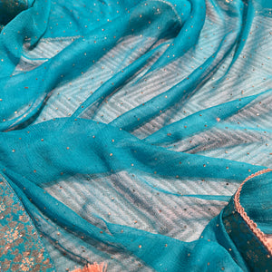 Blue Silk Unstitched Suit with Hand Work Embroidery 6