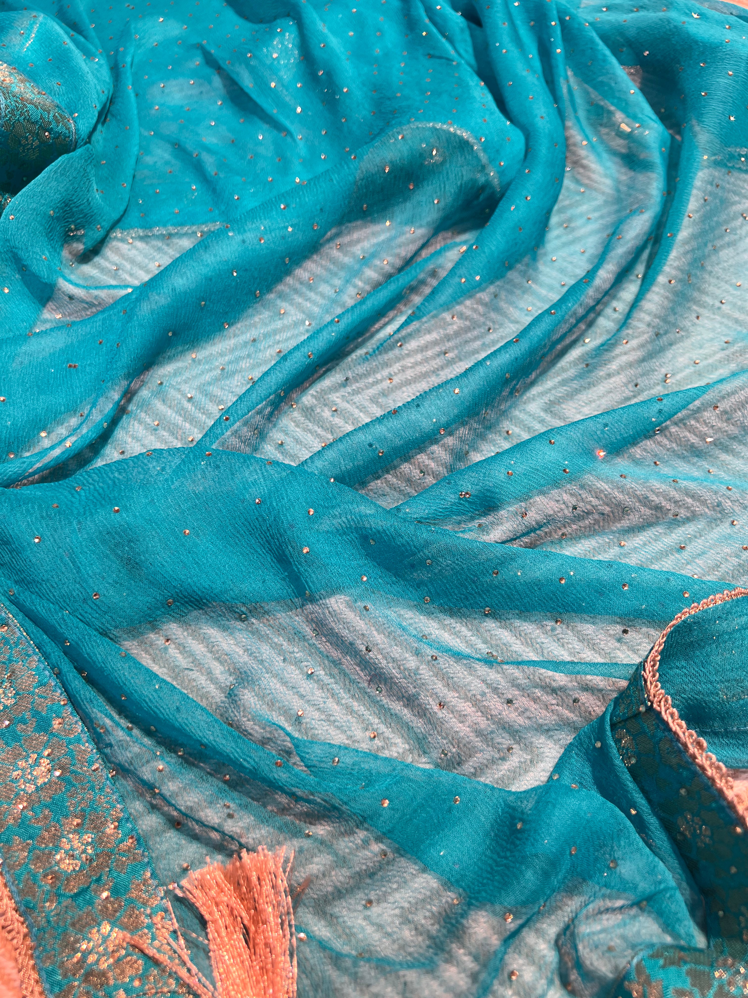 Blue Silk Unstitched Suit with Hand Work Embroidery 6