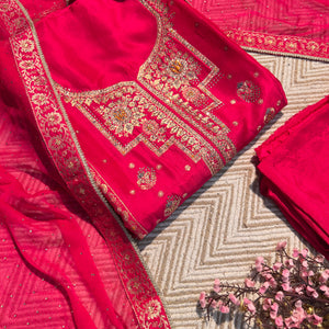 Rani Silk Unstitched Suit with Hand Work Embroidery 5