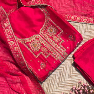 Rani Silk Unstitched Suit with Hand Work Embroidery 6