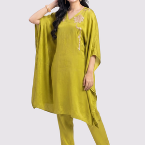 Green Crepe Indo Western with Cutdana, Sequins and Pearl Embroidery 1