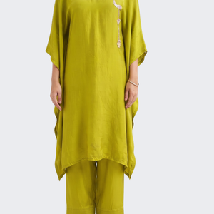 Green Crepe Indo Western with Cutdana, Sequins and Pearl Embroidery 2