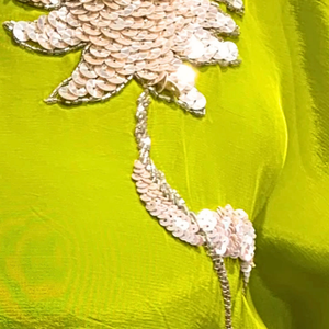 Green Crepe Indo Western with Cutdana, Sequins and Pearl Embroidery 4